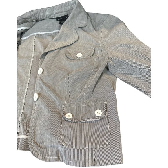 Rafaella Blue & White Striped Single-Breasted Jacket Button-Down Women's Size 10 - Picture 8 of 14